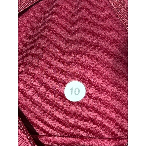 Lululemon Athletica Women's Burgundy Mid-Rise Mesh Panel Leggings Size 10 3086 - Picture 6 of 10